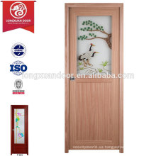 2015 China Fábrica de PVC baratos puerta de baño de tocador de plástico con vidrio helado